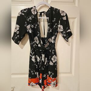 Trixxi Black and White Floral Short Romper